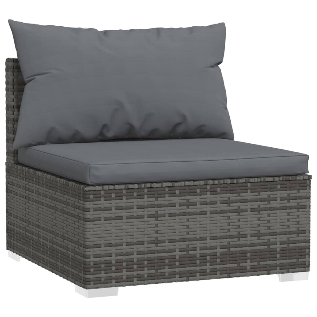 vidaXL Salon de jardin 6 pcs avec coussins Résine tressée Gris