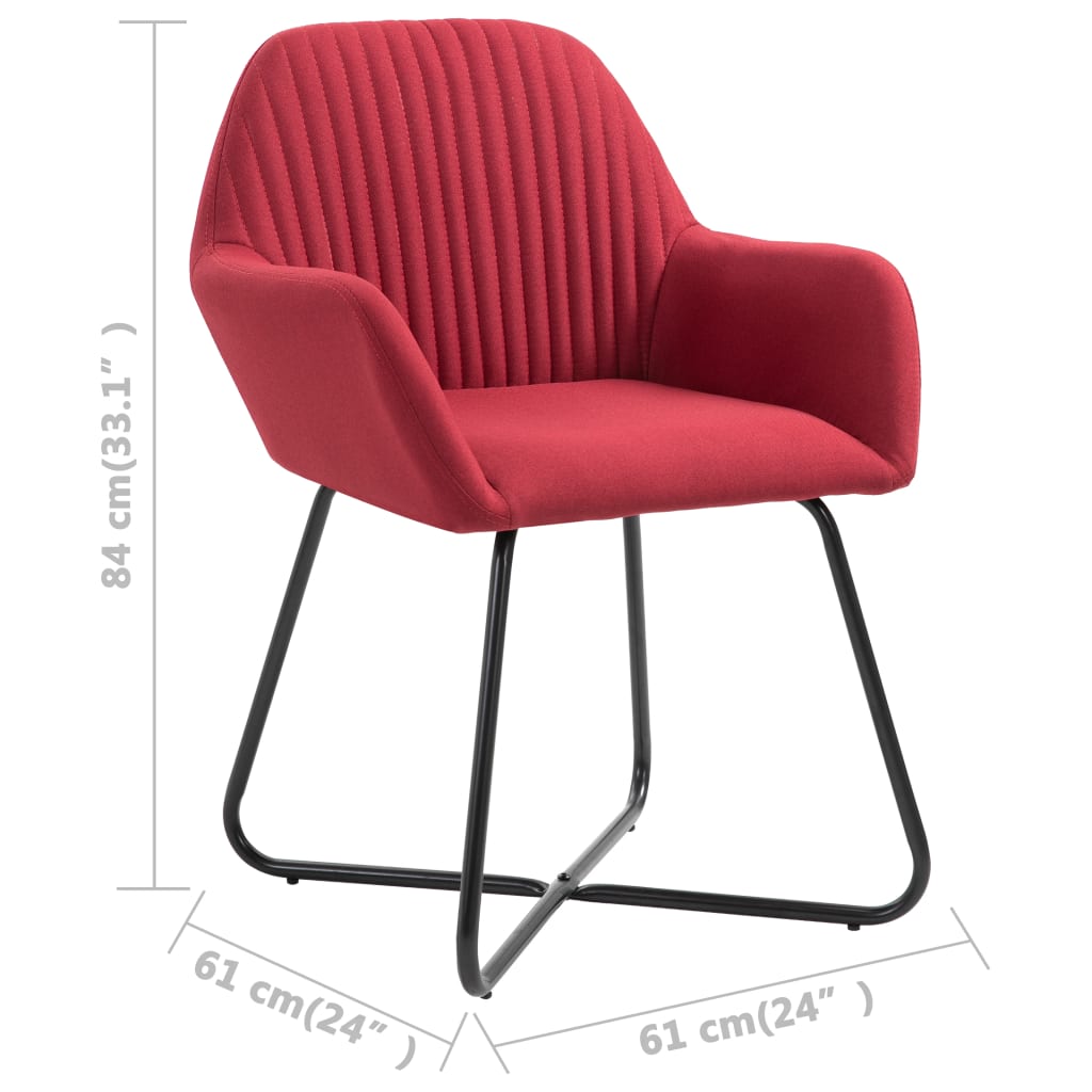 vidaXL Chaises à manger lot de 6 rouge bordeaux tissu