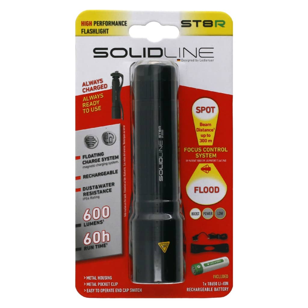 SOLIDLINE Lampe de poche rechargeable ST8R avec clip 600 lm