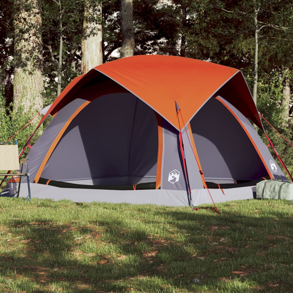 vidaXL Tente de camping de cabine 4 personnes gris orange imperméable