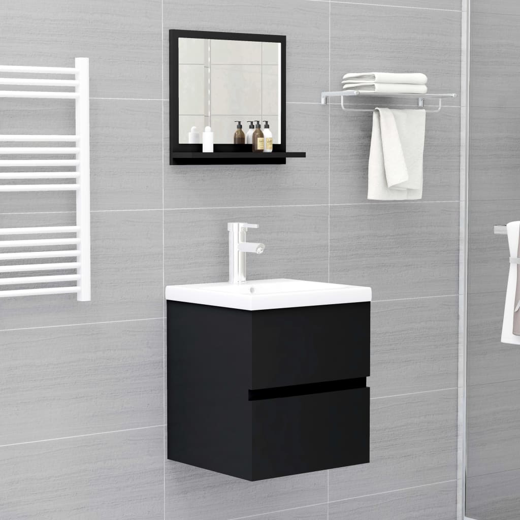 vidaXL Miroir de salle de bain Noir 40x10,5x37 cm Bois d’ingénierie