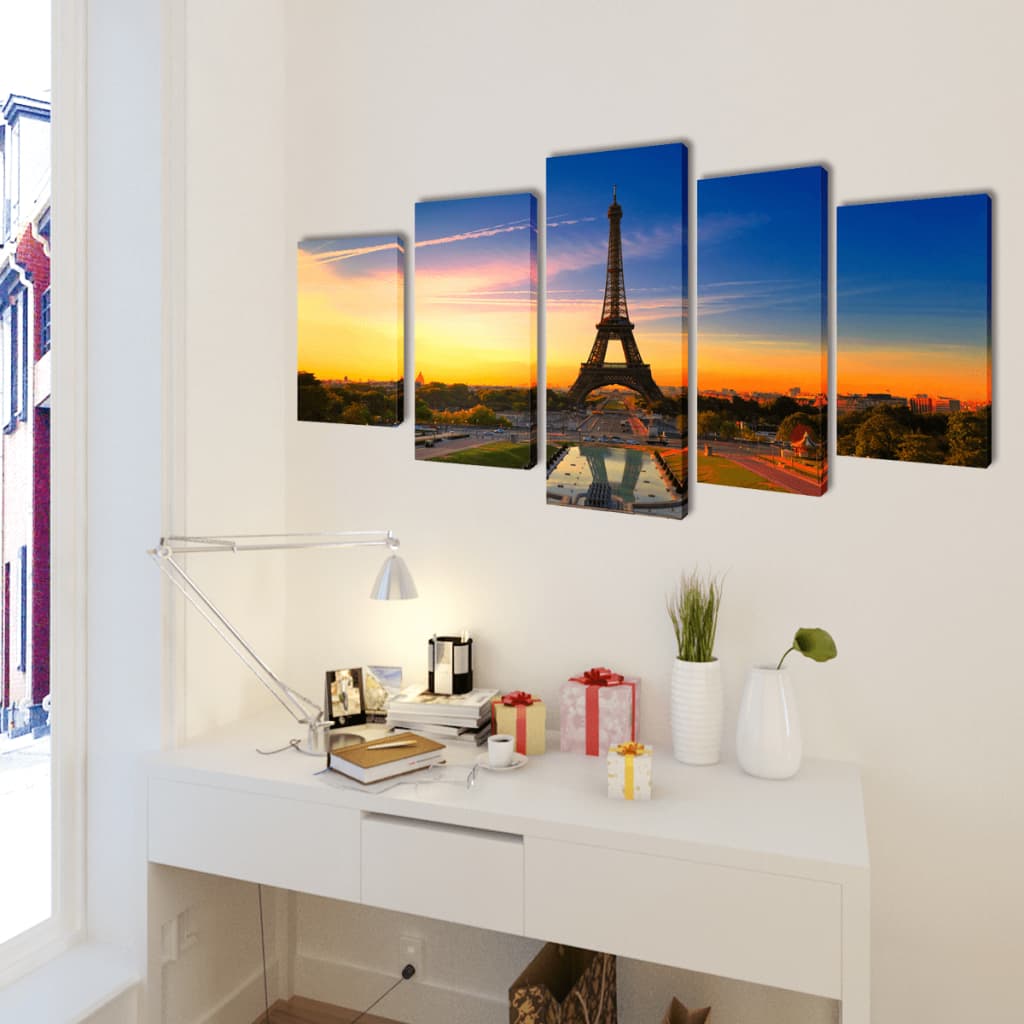 Set de toiles murales imprimées Tour Eiffel 200 x 100 cm