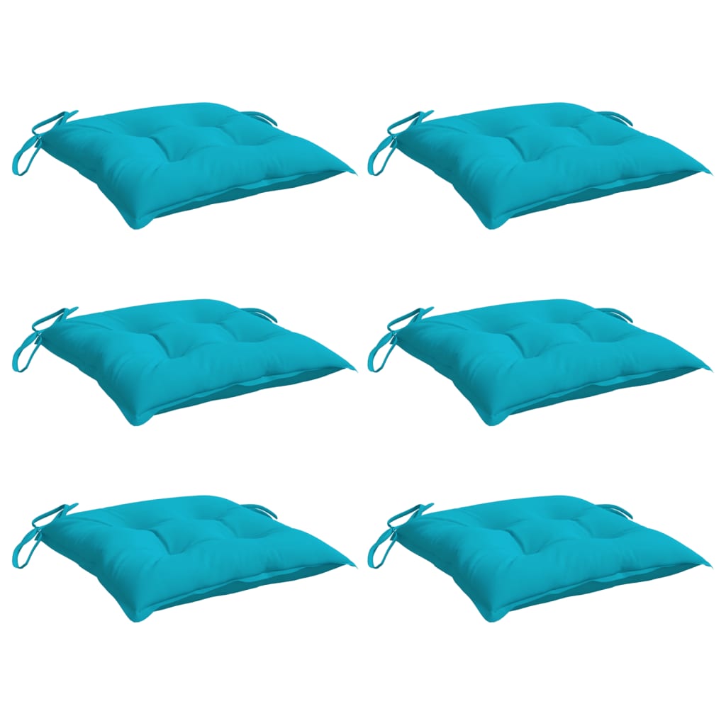 vidaXL Coussins de chaise lot de 6 turquoise 50x50x7 cm tissu oxford