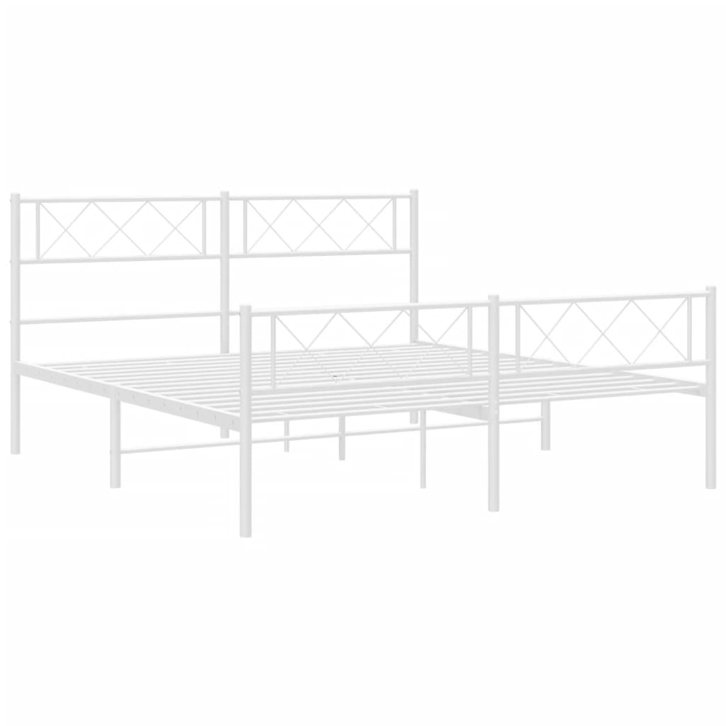 vidaXL Cadre de lit métal sans matelas et pied de lit blanc 140x200 cm