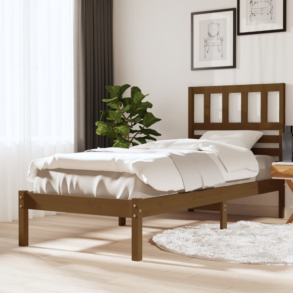 vidaXL Cadre de lit sans matelas marron miel pin massif 100x200 cm