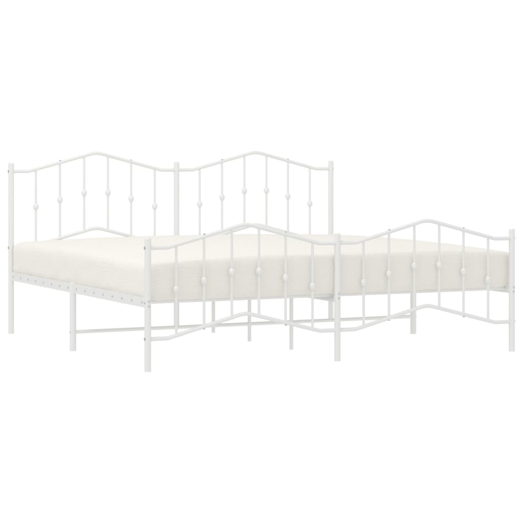 vidaXL Cadre de lit métal sans matelas et pied de lit blanc 193x203 cm