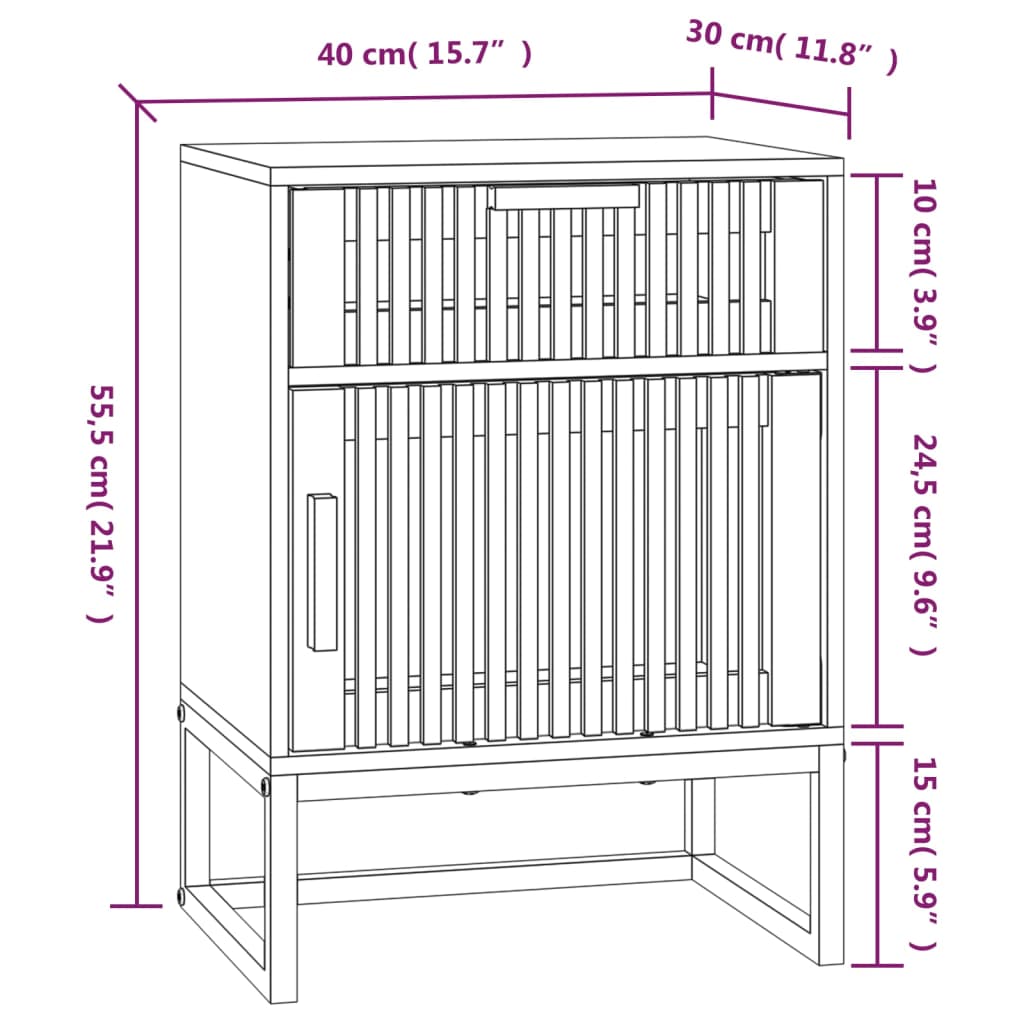 vidaXL Table de chevet blanc 40x30x55,5 cm bois d’ingénierie et fer