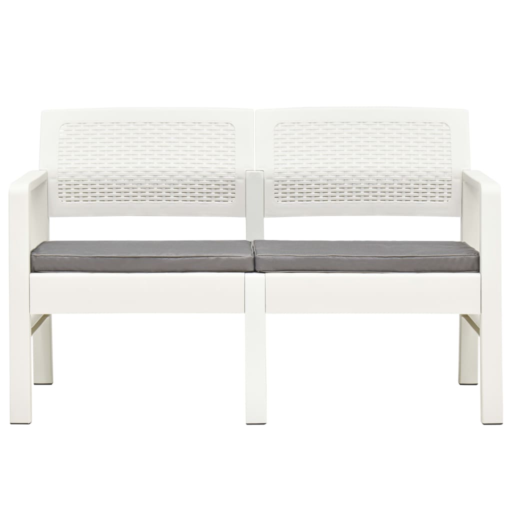 vidaXL Banc de jardin à 2 places et coussins 120 cm Plastique Blanc