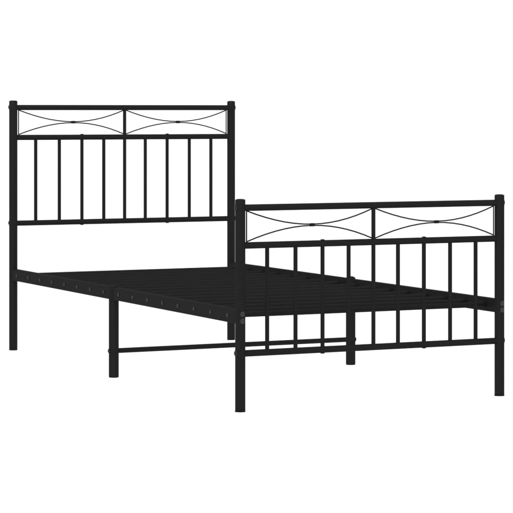 vidaXL Cadre de lit métal sans matelas avec pied de lit noir 90x190 cm