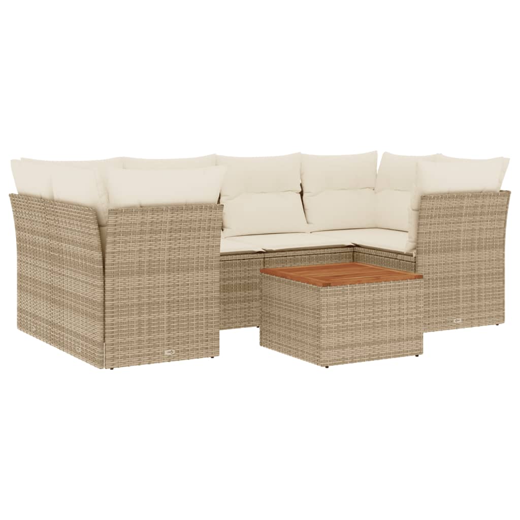 vidaXL Salon de jardin avec coussins 7 pcs beige résine tressée