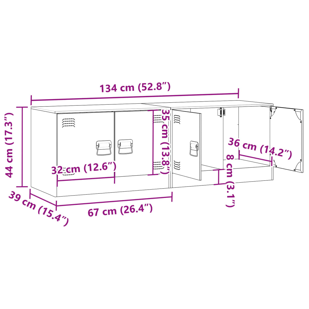 vidaXL Meubles TV 2 pcs blanc 67x39x44 cm acier