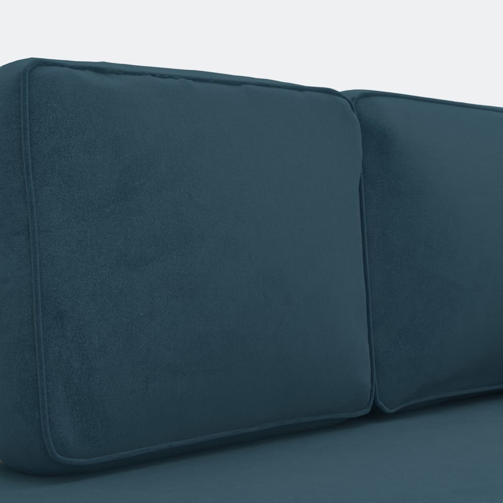 vidaXL Chaise longue avec coussins et traversin bleu velours