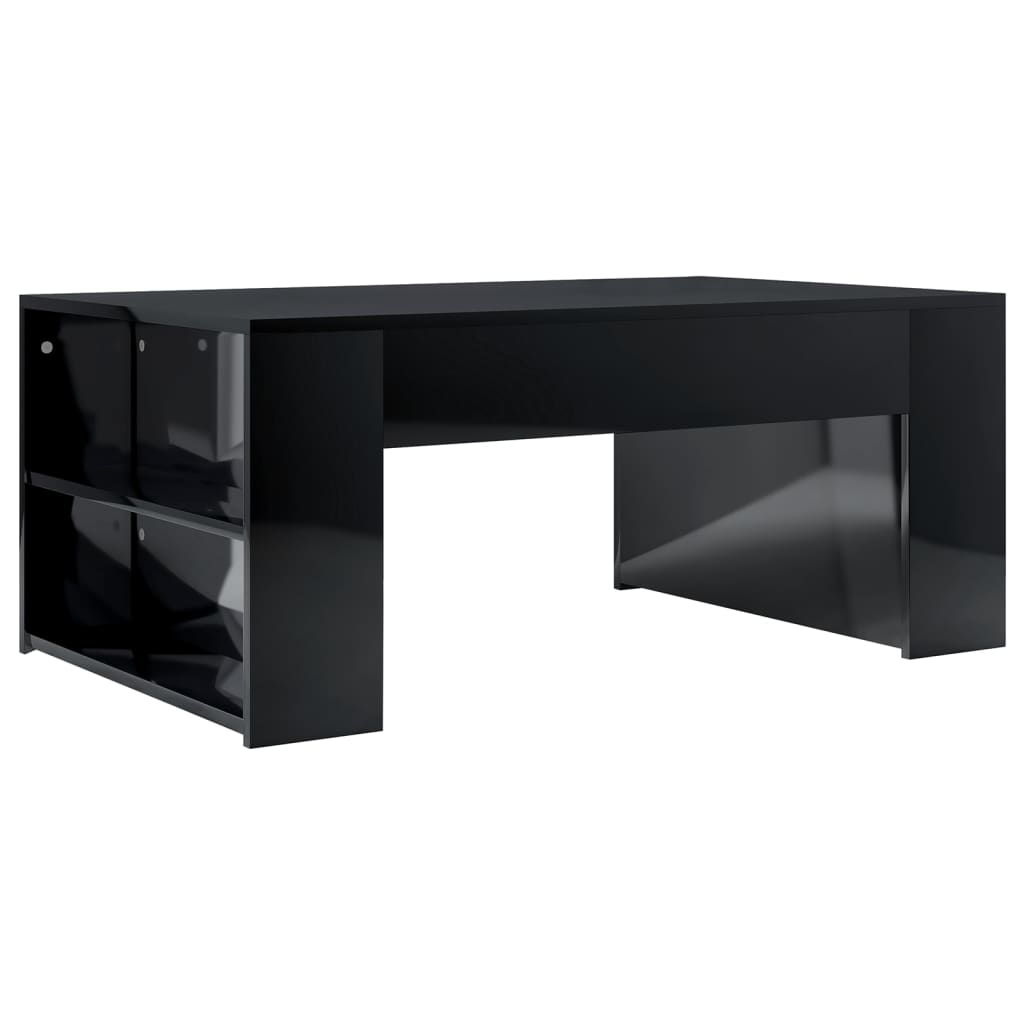 vidaXL Table basse Noir brillant 100x60x42 cm Aggloméré