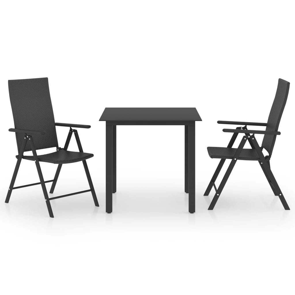 vidaXL Ensemble de salle à manger de jardin 3 pcs Noir