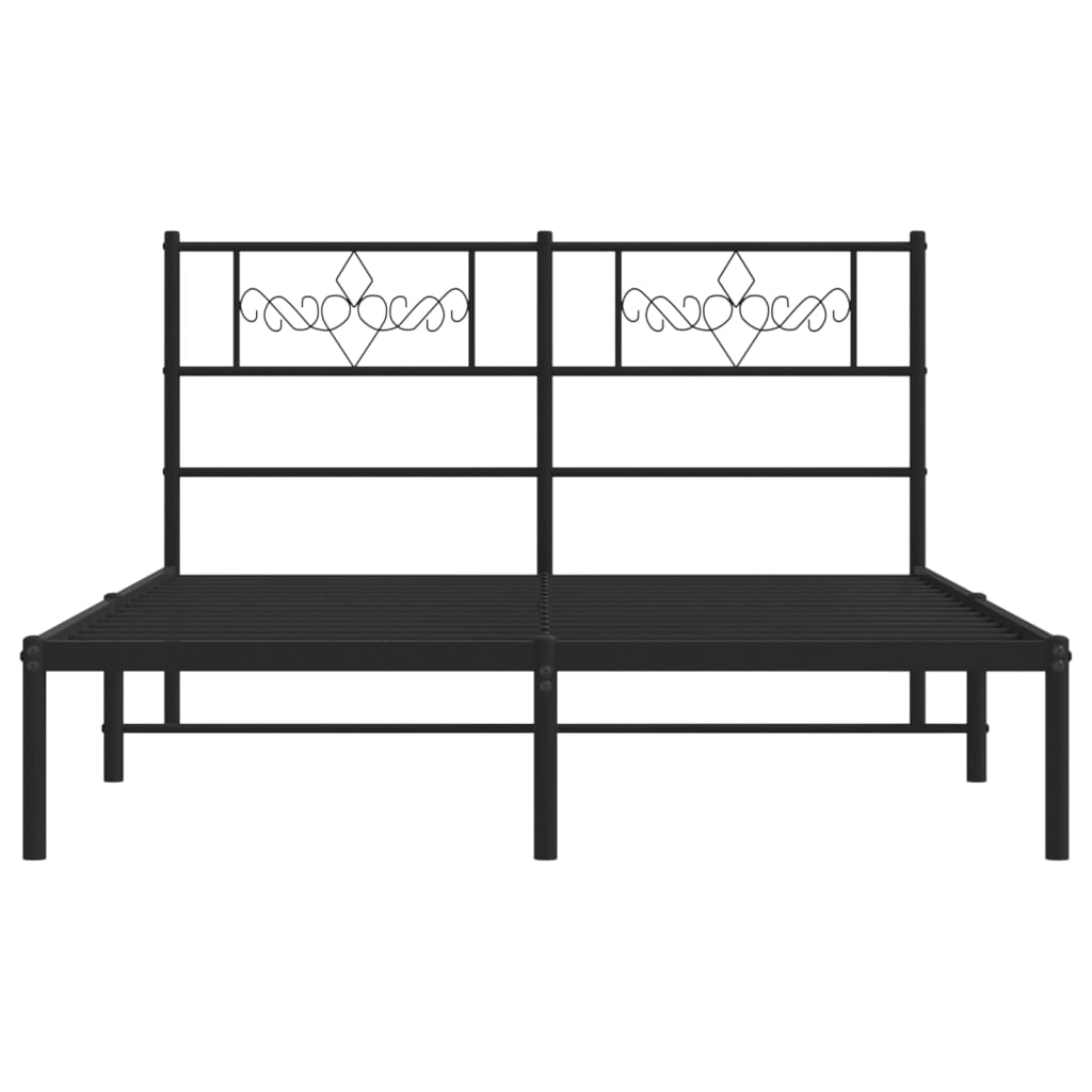 vidaXL Cadre de lit métal sans matelas avec tête de lit noir 135x190cm