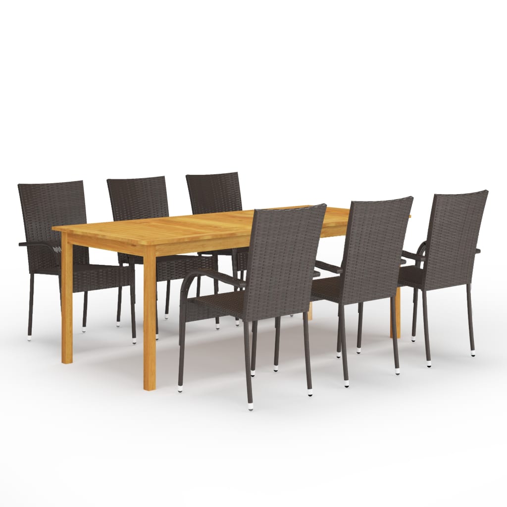 vidaXL Ensemble de salle à manger de jardin 7 pcs Marron