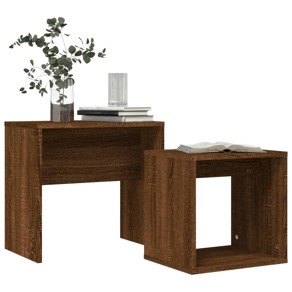 vidaXL Tables basses gigognes 2 pcs chêne marron bois d'ingénierie