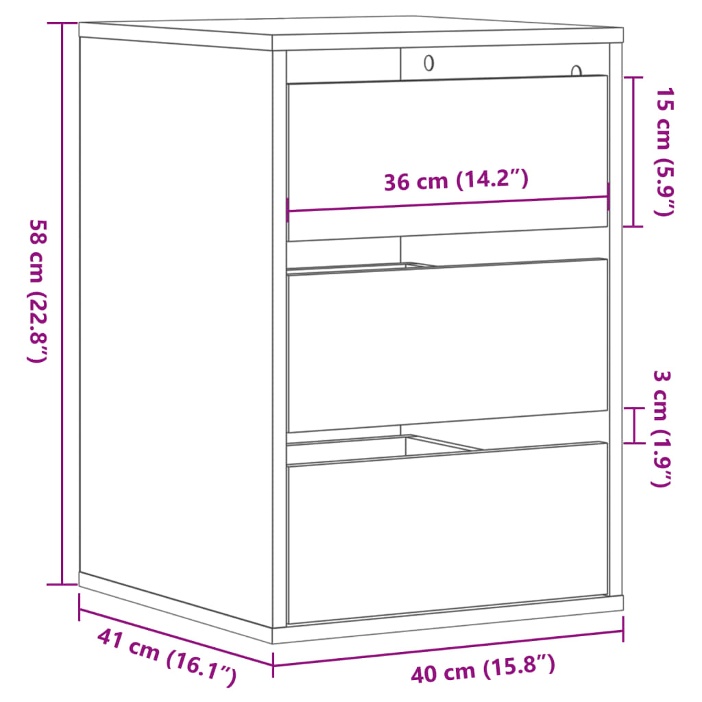 vidaXL Commode d'angle gris béton 40x41x58 cm bois d'ingénierie