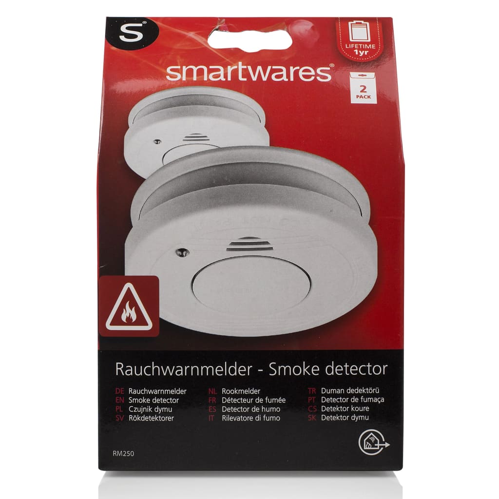 Smartwares Ensemble de détecteur de fumée 2 pcs 10x10x3,5 cm Blanc