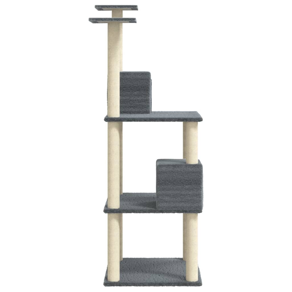 vidaXL Arbre à chat avec griffoirs en sisal Gris foncé 141 cm