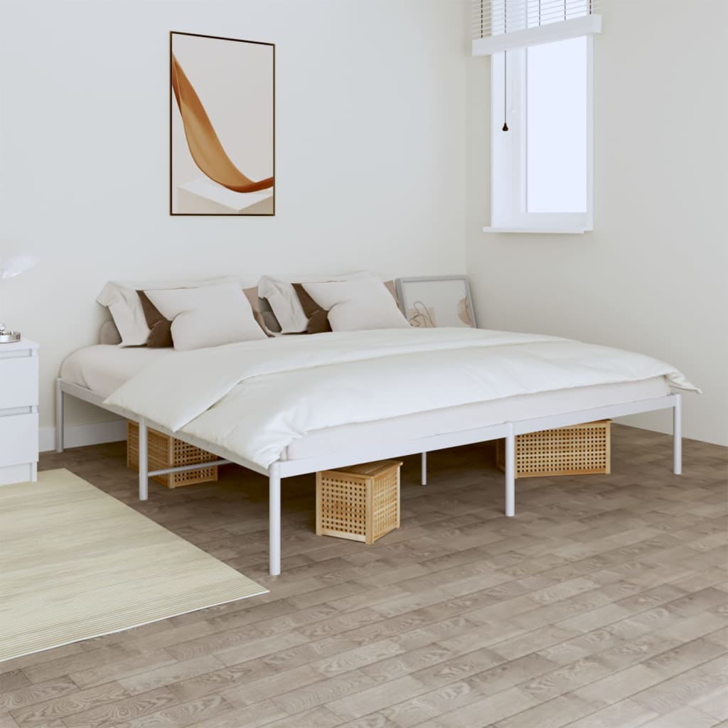 vidaXL Cadre de lit métal sans matelas blanc 193x203 cm