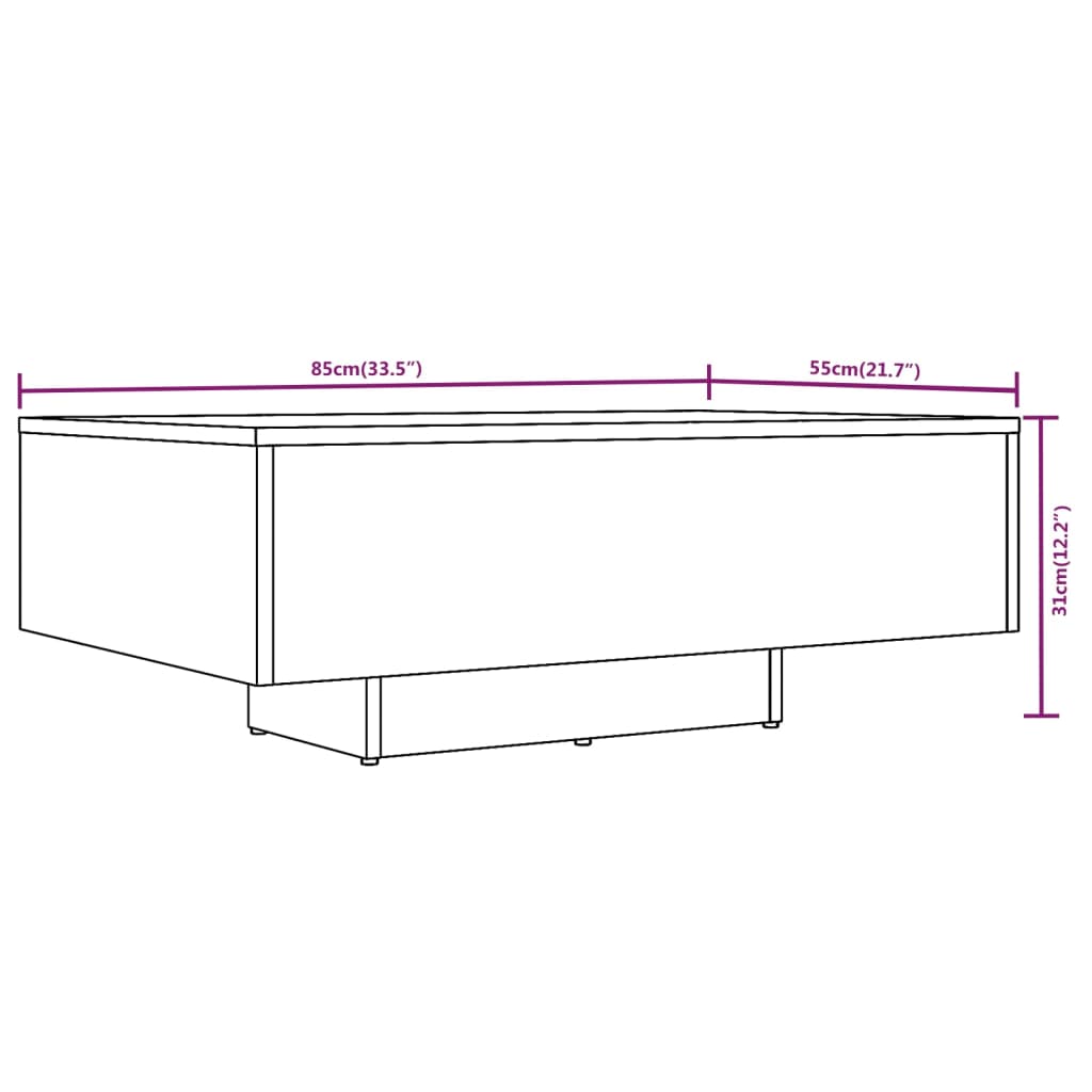 vidaXL Table basse Sonoma gris 85x55x31 cm Bois d'ingénierie