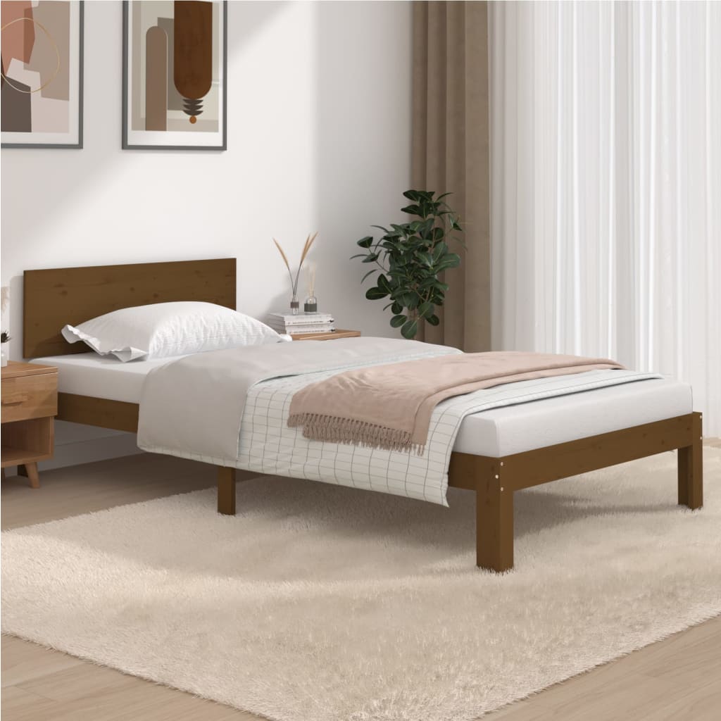 vidaXL Cadre de lit sans matelas marron miel pin massif 100x200 cm