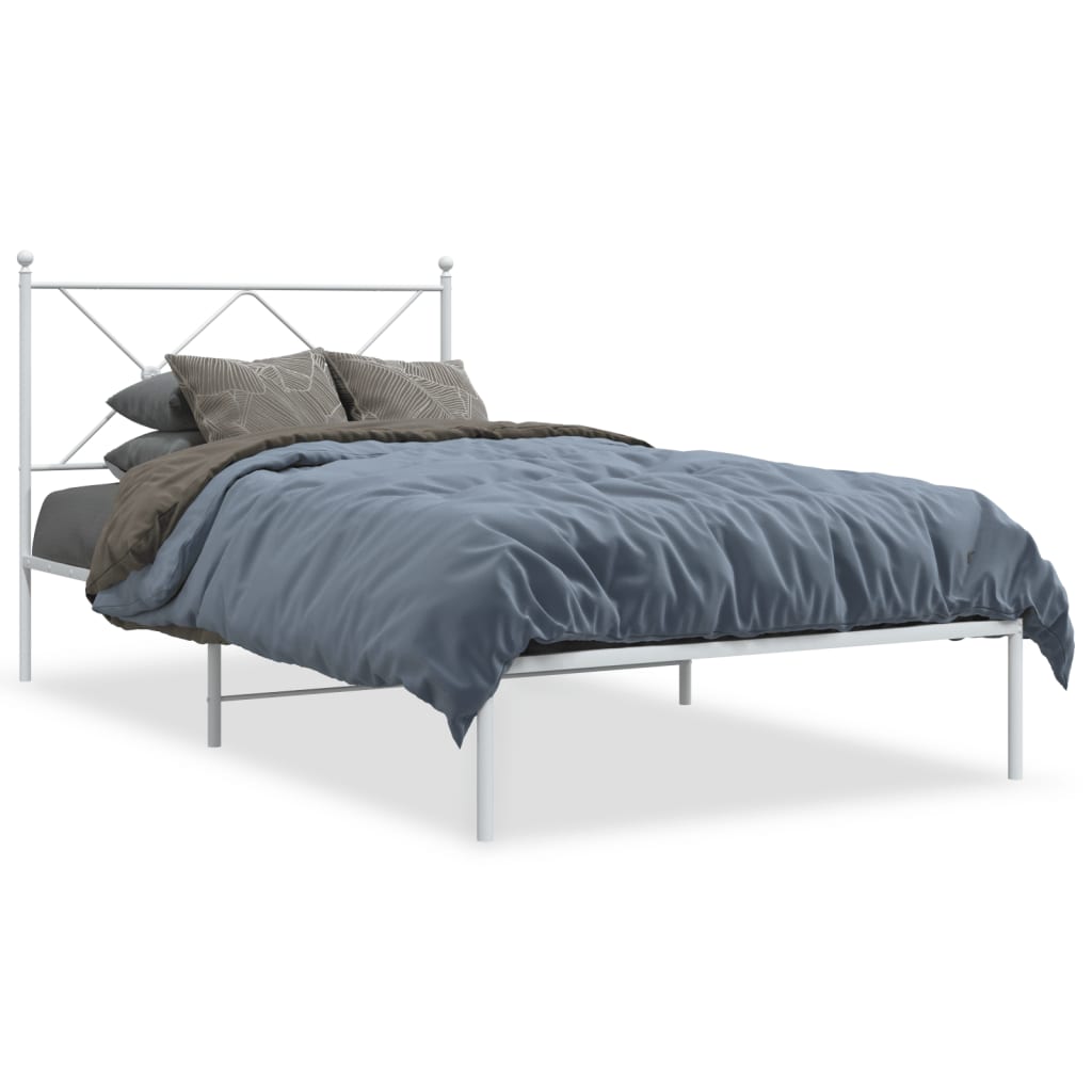 vidaXL Cadre de lit métal sans matelas et tête de lit blanc 100x200 cm