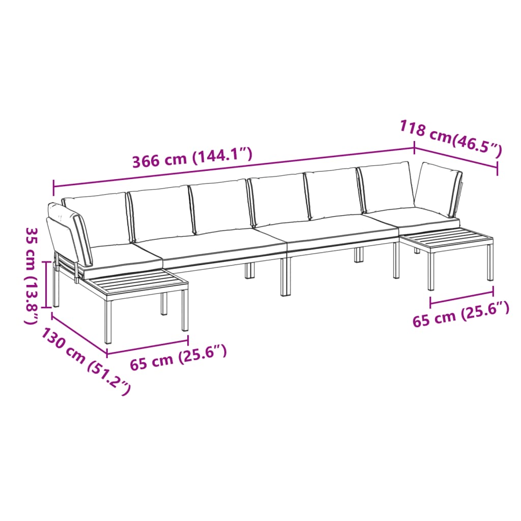 vidaXL Salon de jardin 4 pcs avec coussins noir aluminium