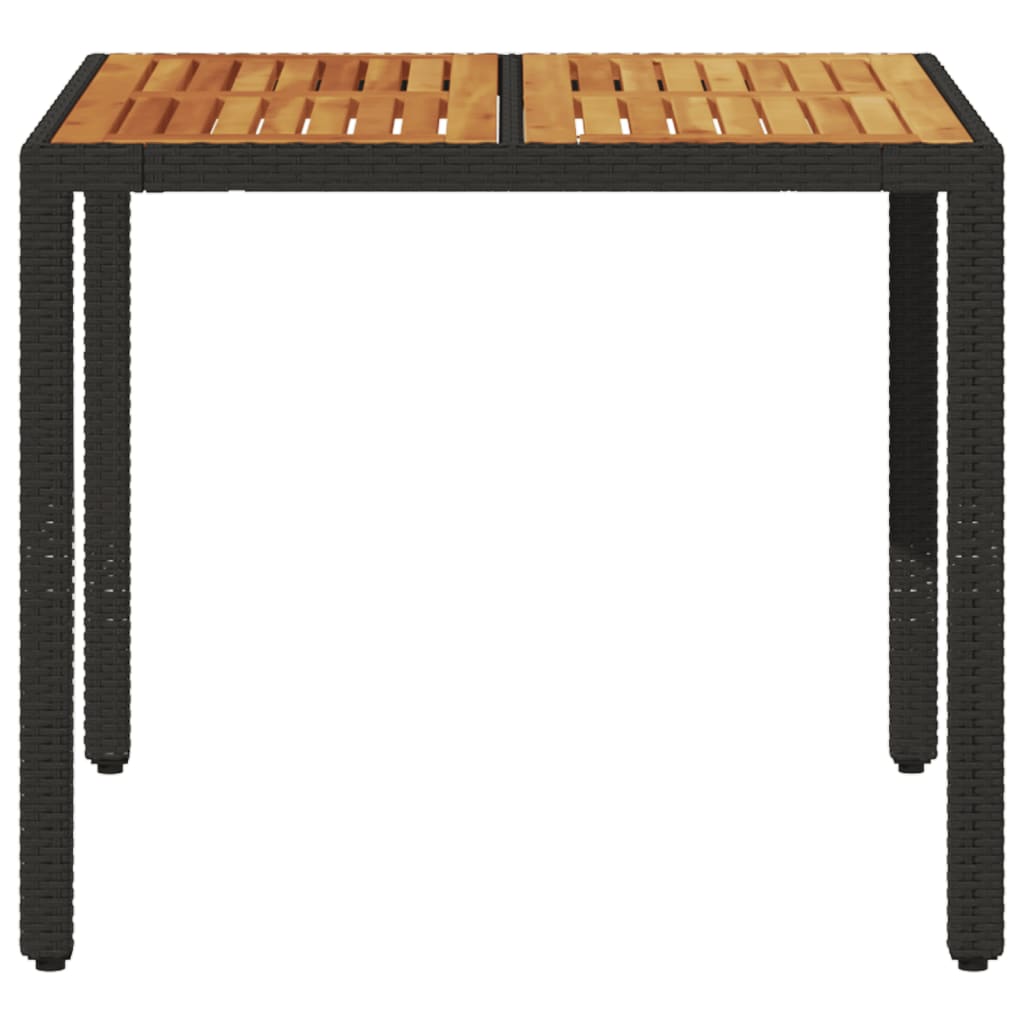 vidaXL Table de jardin et dessus en bois d'acacia noir résine tressée