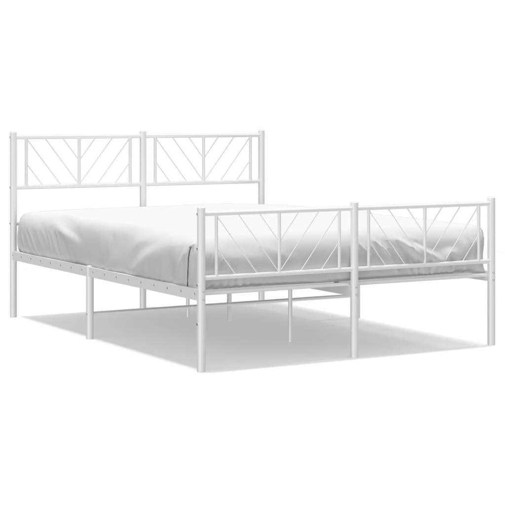 vidaXL Cadre de lit métal sans matelas et pied de lit blanc 135x190 cm