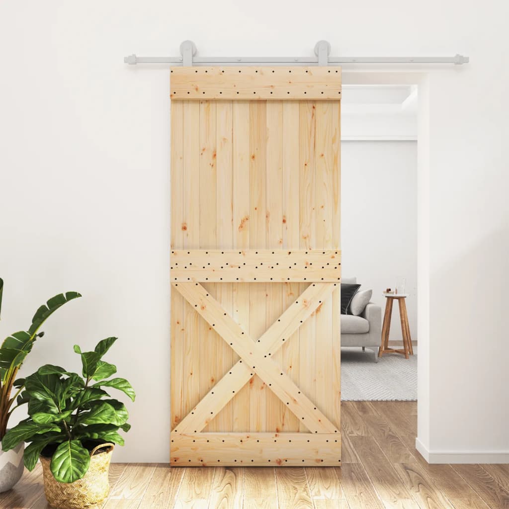 vidaXL Porte coulissante et kit de quincaillerie 90x210 cm pin massif