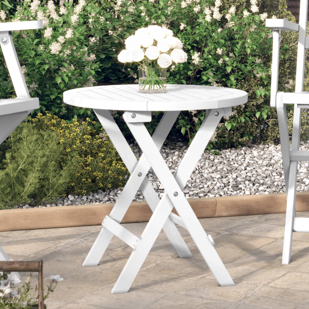 vidaXL Table pliable de jardin blanc Ø 46 cm bois d'acacia solide