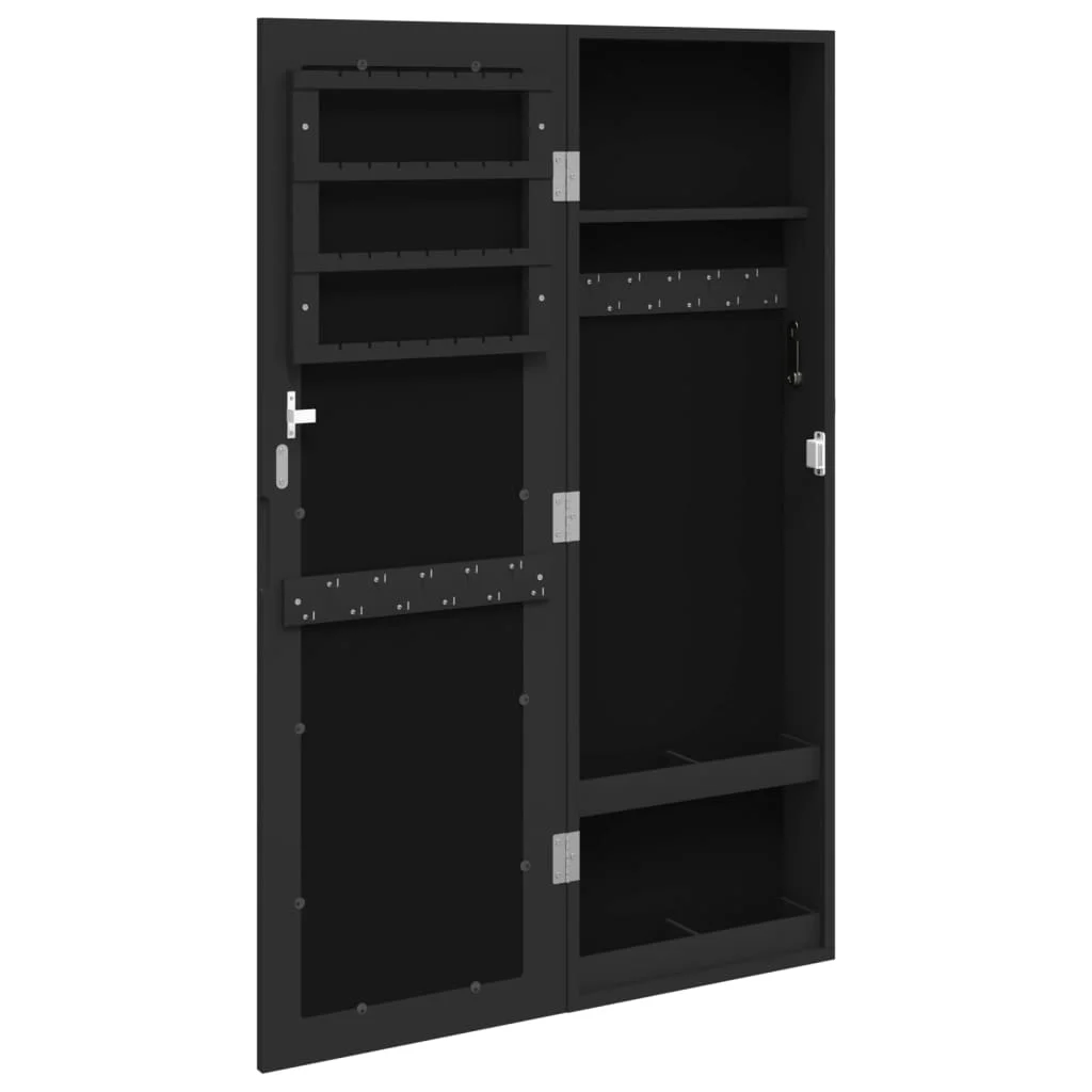 vidaXL Armoire à bijoux avec miroir murale noir 30x8,5x90 cm