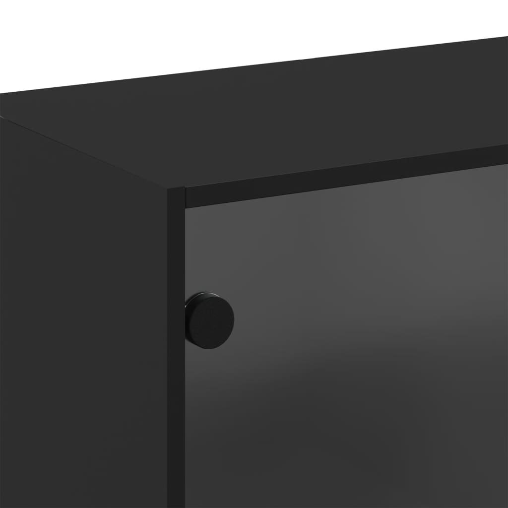 vidaXL Armoire murale avec portes en verre noir 68x37x68,5 cm