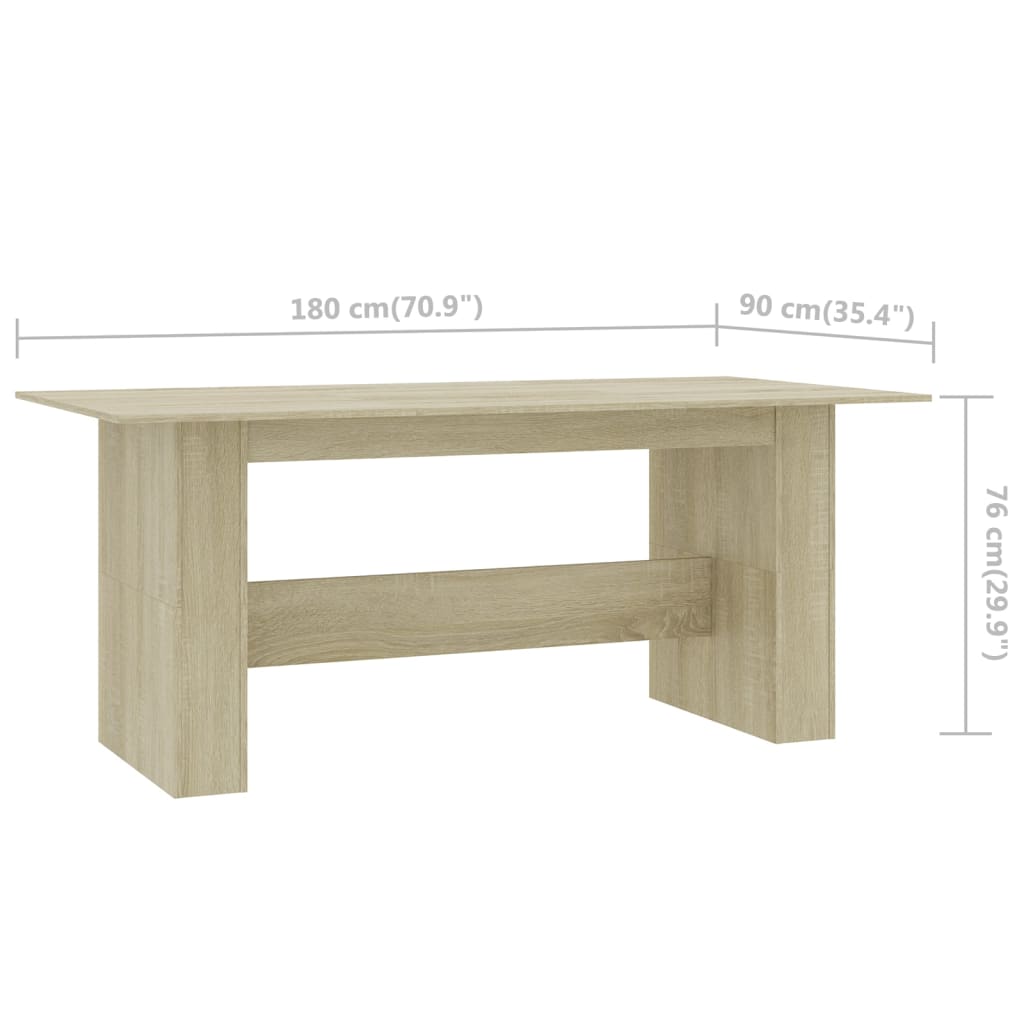vidaXL Table à manger Chêne sonoma 180x90x76 cm Bois d’ingénierie