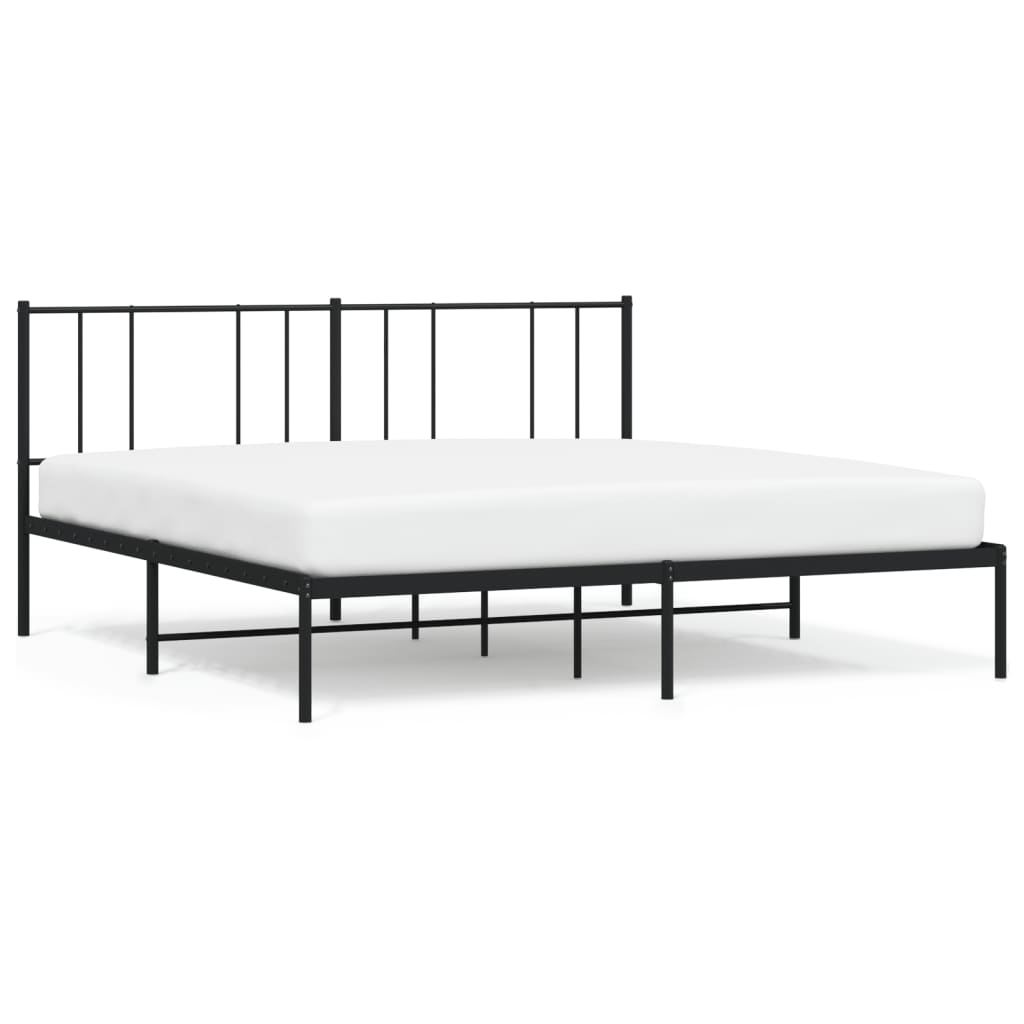 vidaXL Cadre de lit métal sans matelas avec tête de lit noir 183x213cm