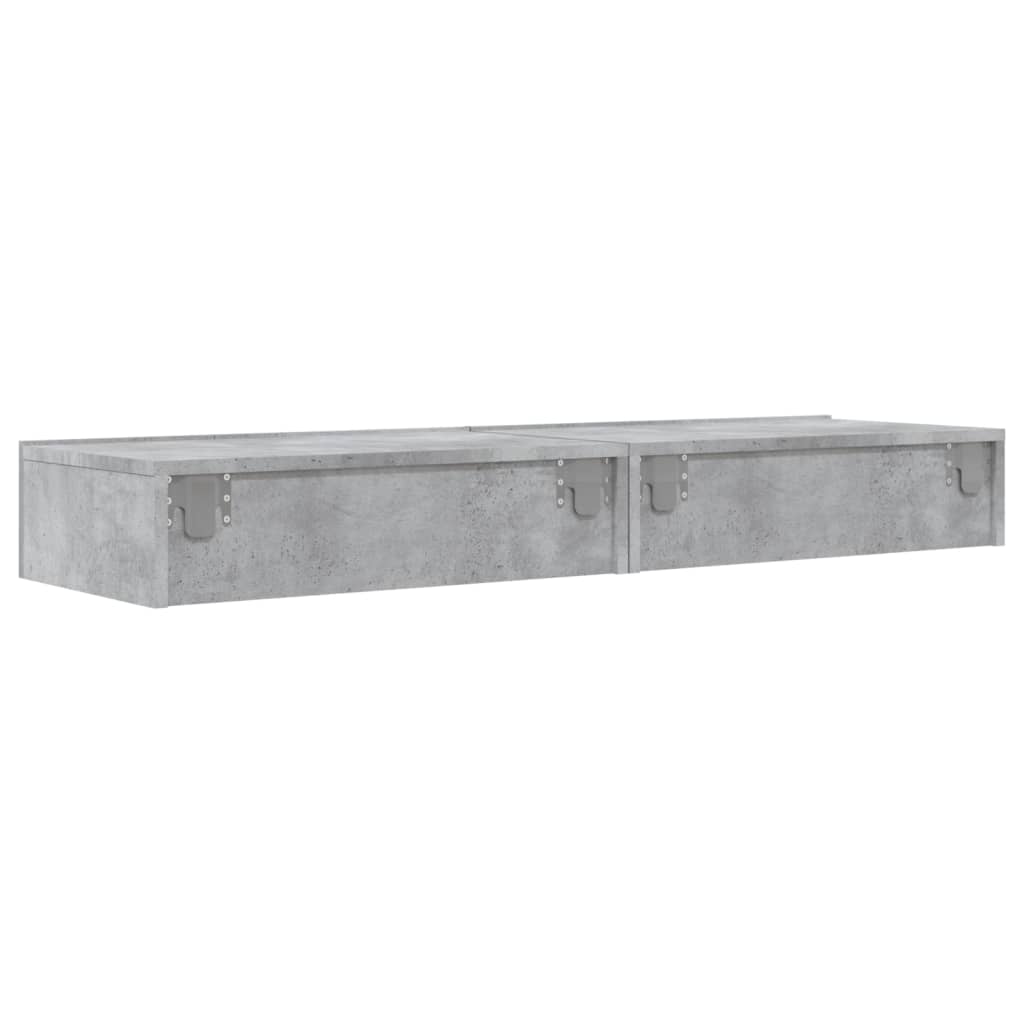 vidaXL Meubles TV avec lumières LED 2 pcs gris béton 60x35x15,5 cm