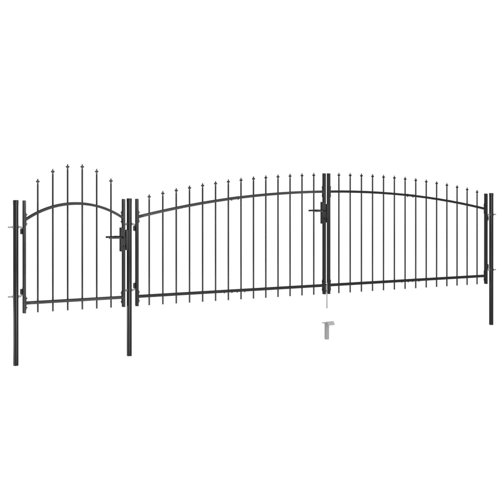 vidaXL Portail de clôture de jardin avec dessus en lance 5x1,5 m Noir