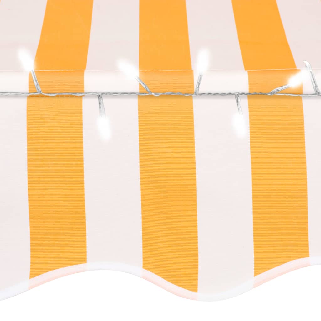 vidaXL Auvent manuel rétractable avec LED 400 cm Blanc et orange