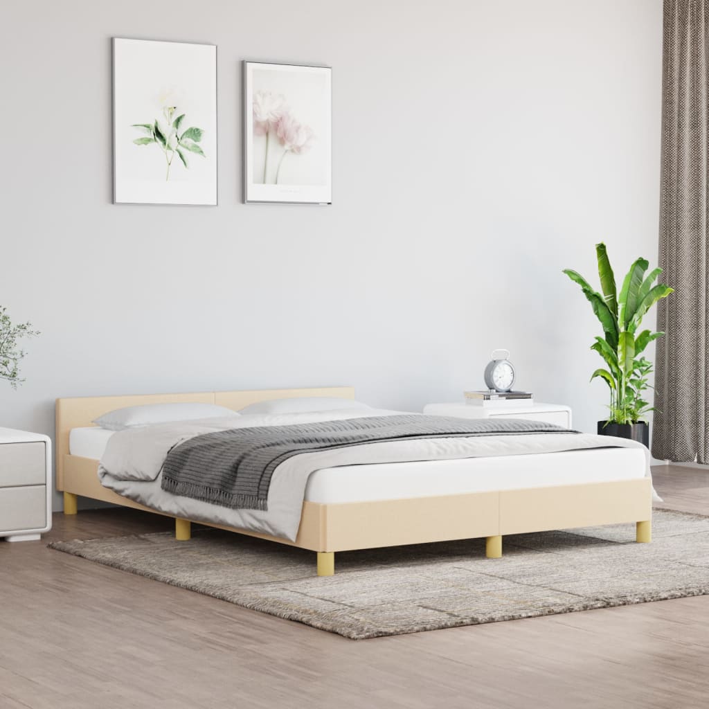 vidaXL Cadre de lit sans matelas crème 140x190 cm tissu