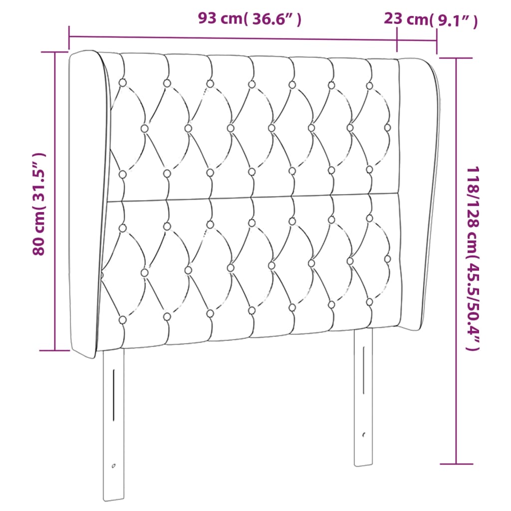 vidaXL Tête de lit avec oreilles Bleu 93x23x118/128 cm Tissu