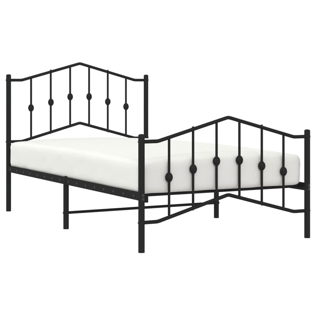 vidaXL Cadre de lit métal sans matelas avec pied de lit noir 100x190cm