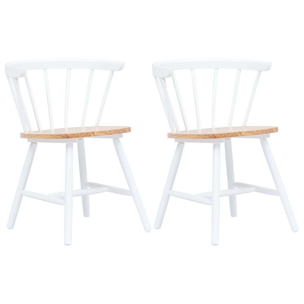 vidaXL Chaises à manger lot de 2 blanc et bois clair bois hévéa massif