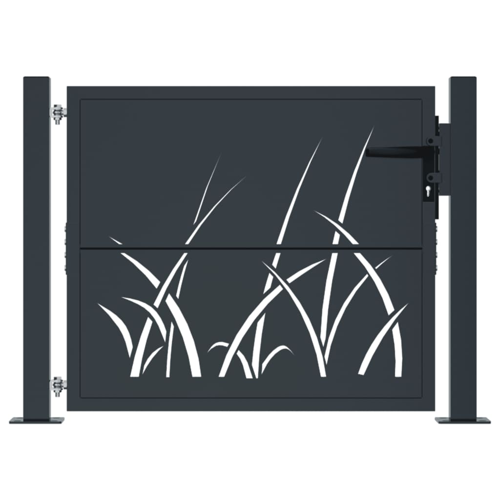 vidaXL Portail de jardin anthracite 105x105cm acier conception d'herbe