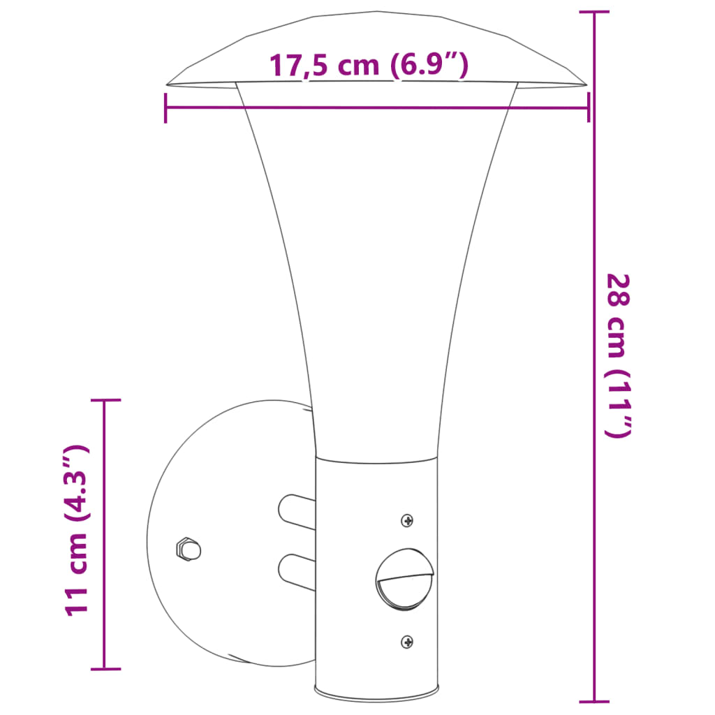 vidaXL Applique murale d'extérieur et capteur argenté acier inoxydable