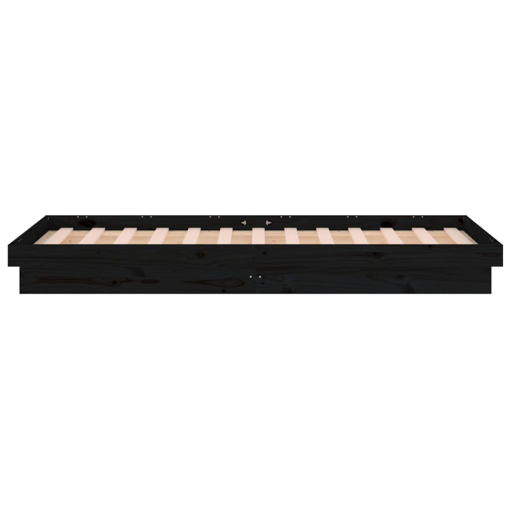 vidaXL Cadre de lit à LED noir 90x190 cm simple bois massif