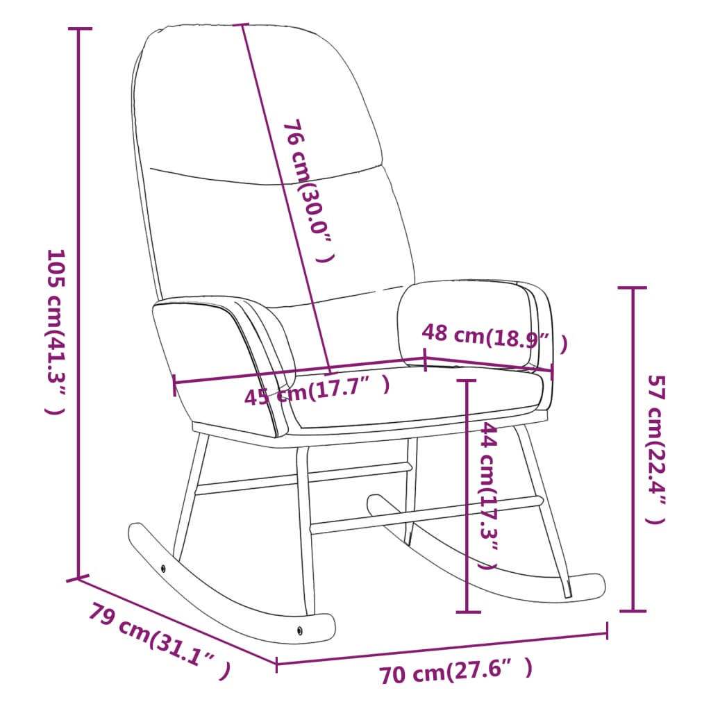 vidaXL Chaise à bascule avec repose-pied Noir Tissu