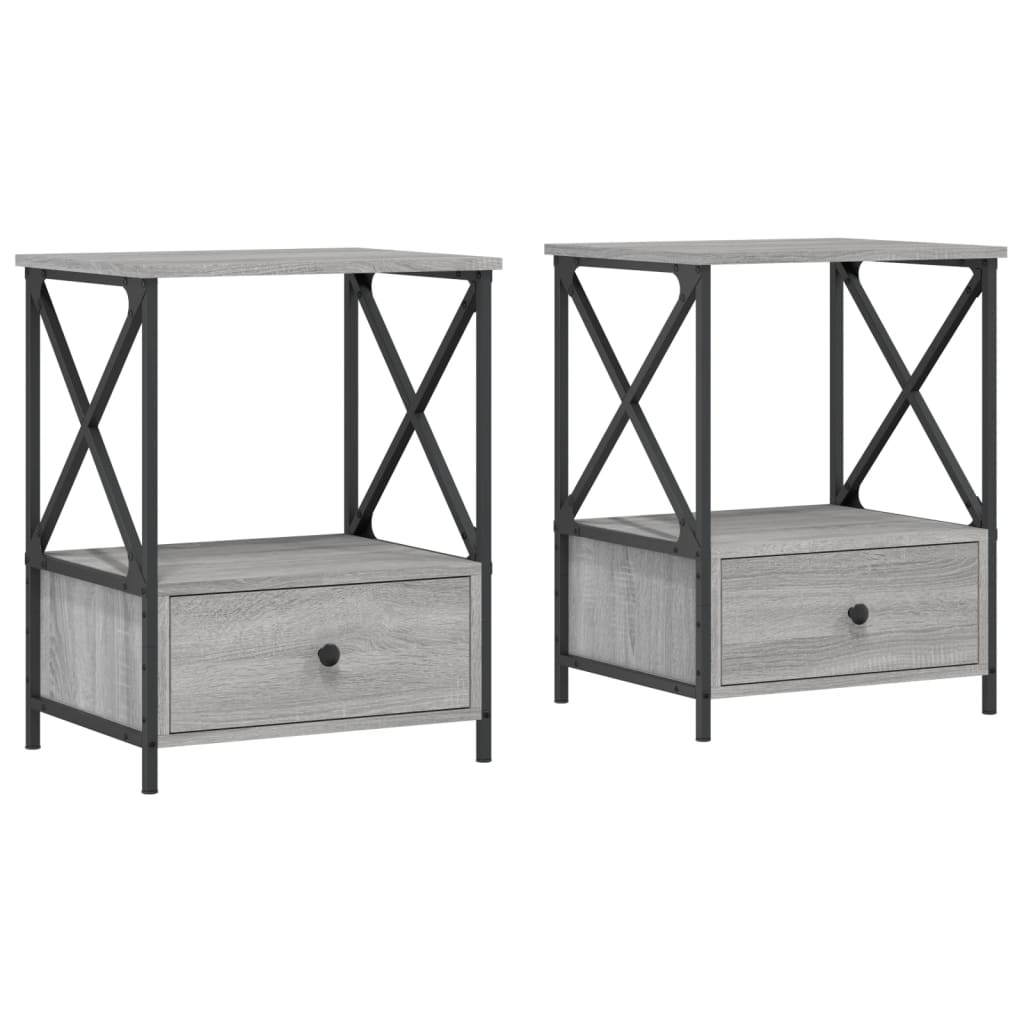 vidaXL Tables de chevet 2 pcs sonoma gris 50x41x65 cm bois ingénierie