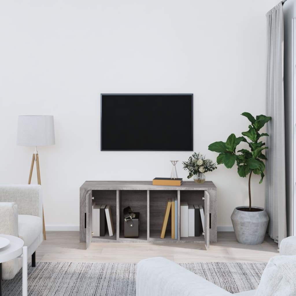 vidaXL Meuble TV Sonoma gris 100x35x40 cm Bois d'ingénierie